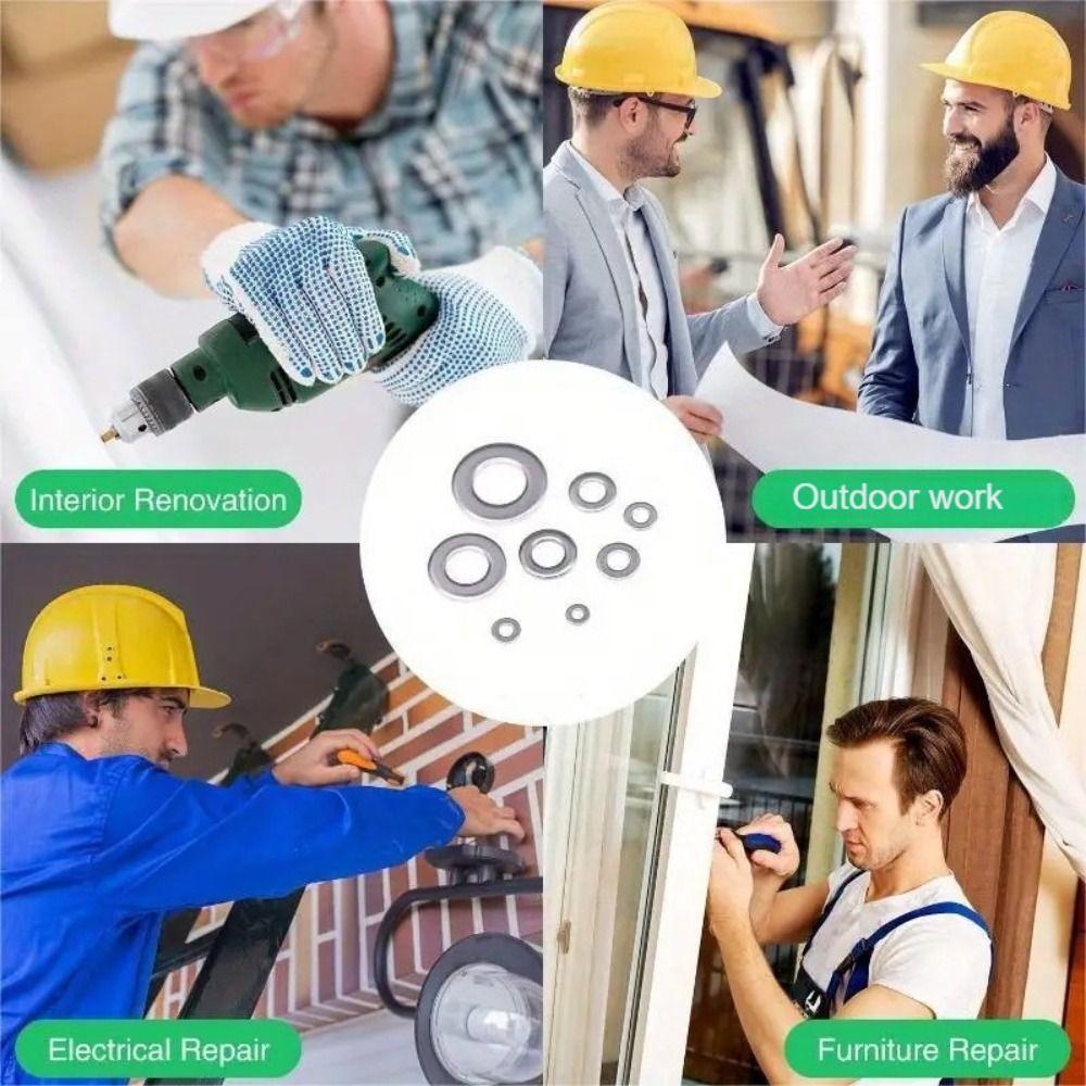 304 Stainless Steel Stainless Steel Flat Washers 9 Size Assortment 580pcs Set Washers Assortment Kit Aluminum Material