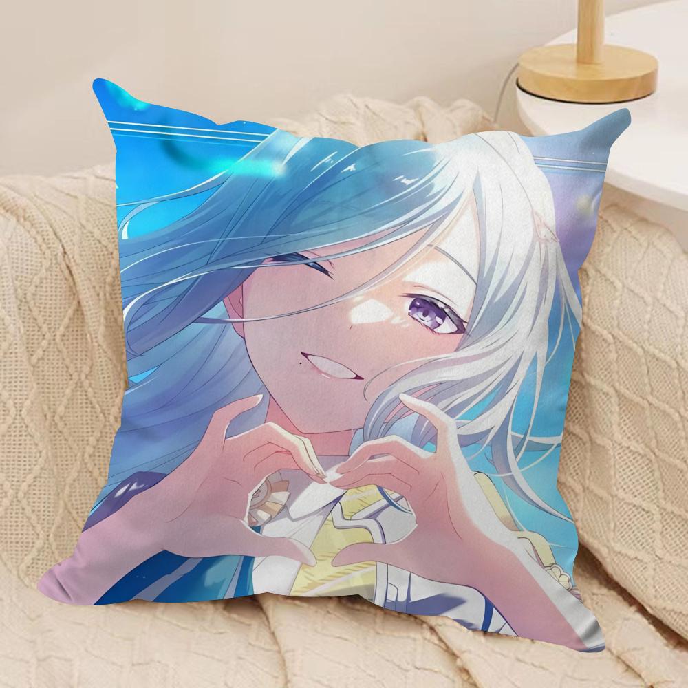 Project Sekai Anime Young Cushion Cover Soft Plush Fabric Double-Sided Printed Sofa Cushion Cover for All Seasons HomeDecor Gift