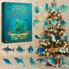 Marine Life Advent Calendar 2025 with 24 2D Flat Ocean Animals Decoration Christmas Advent Calendar for Christmas Tree Ornaments
