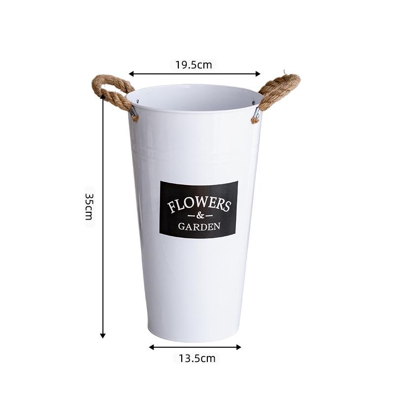 Large Retro Wrought Iron Flower Vase - Floor-Standing Fresh Flower Arrangement Bucket