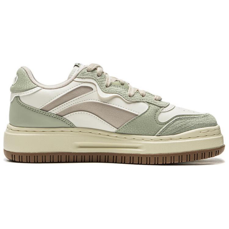 New LiNing Future C1 Anti Slip Wear Resistant Low Top Skateboard Shoes Women's Beige Green AGCU172-3