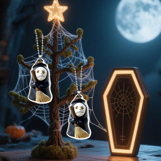 2 Buc. Pandantiv Fantomă Horror Acril 2D Charm pentru Geantă Fantomă Fantomă cu Mătură Decor de Halloween pentru Breloc Mașină