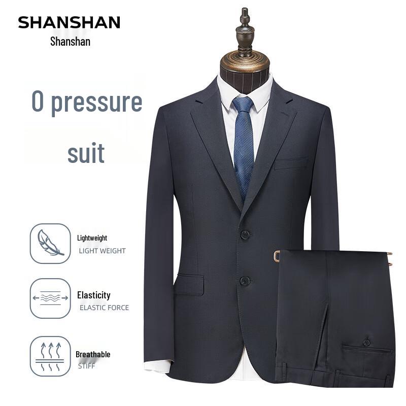 SHANSHAN Men s Wool Blend Double-Breasted Suit Set 34