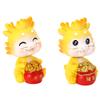 2pcs Zodiac Dragon Ornaments Resin Chinese New Year Dragon Figurines Hand Painting Shaking Dragon St