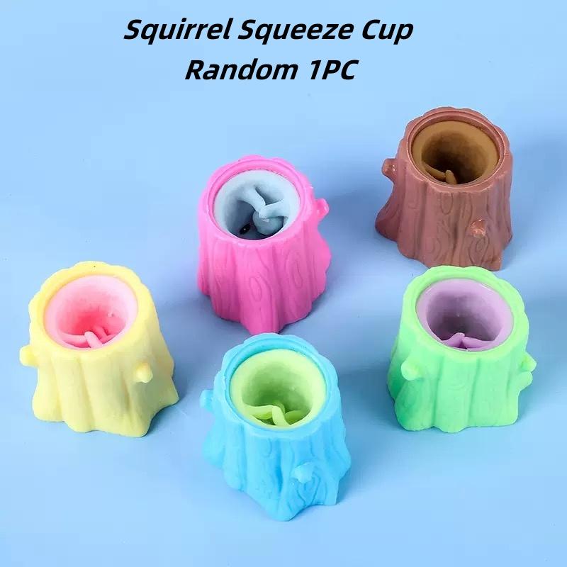 Squirrel Squeeze Toys Evil Squirrel Decompression Squirrel Cup Rubber Fidget Toy Interactive Weird Stress Relief Anxiety Autism