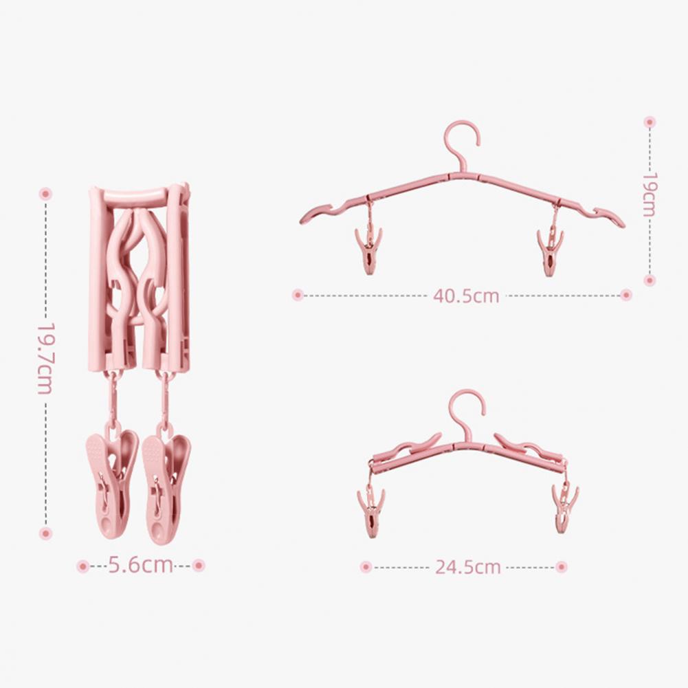 Portable Folding Travel Hangers Space Saving Multi-Functional Non-Slip Plastic Clothes Rack With Clips Storage Organizer