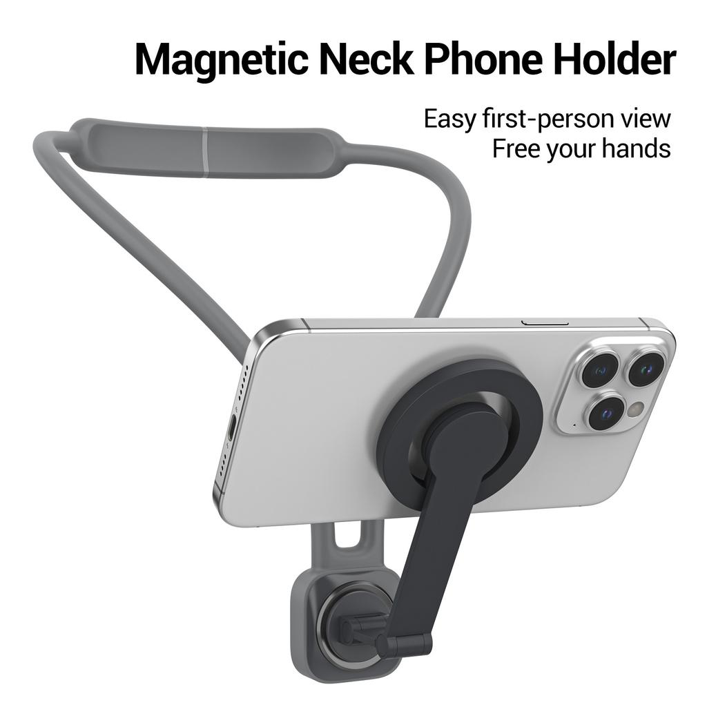 K08-2M Magnetic Neck Phone Holder 360 Degree Rotation Phone Neck Mount Hand Free POV
