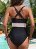 European and American Women's Sexy Backless Lace-Up One-Piece Swimsuit Solid Color Hot Spring Bikini Swimwear