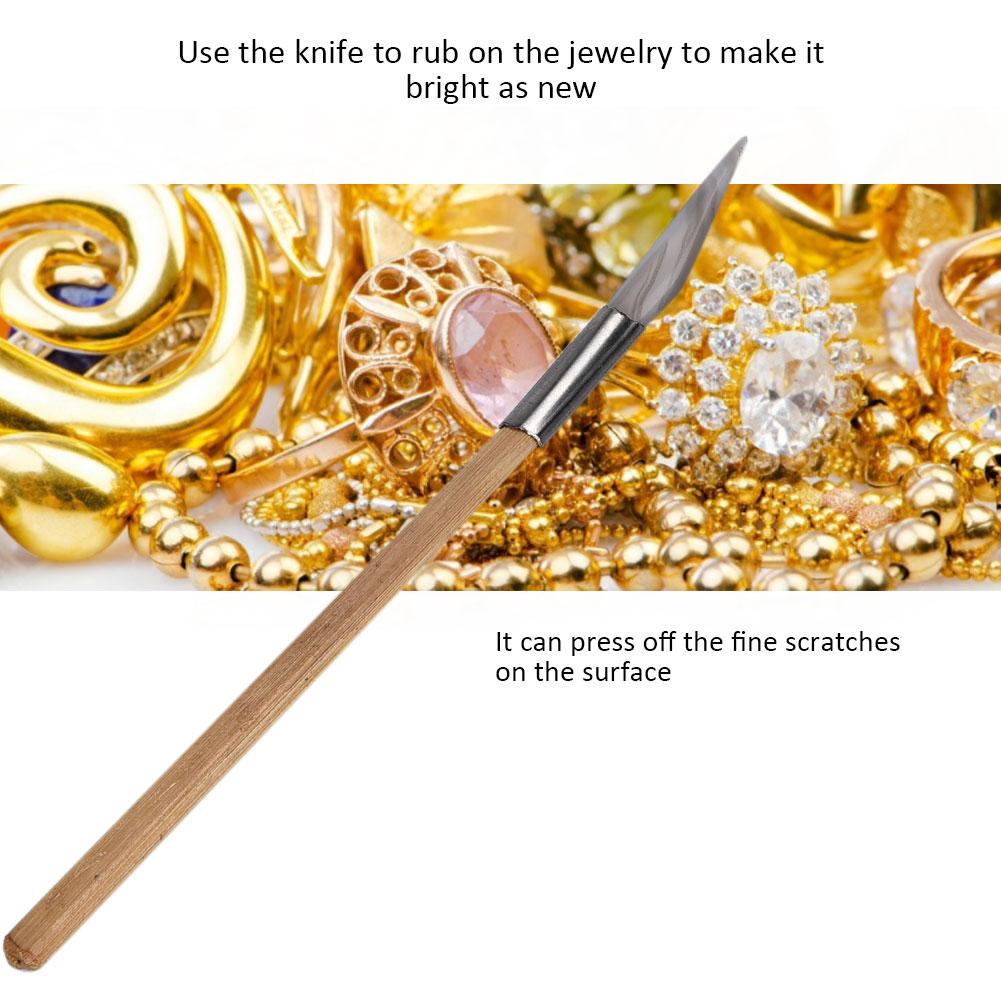 Knife Tipped Wooden Handle Agate Knife Burnishing Polishing Jewelry Tool