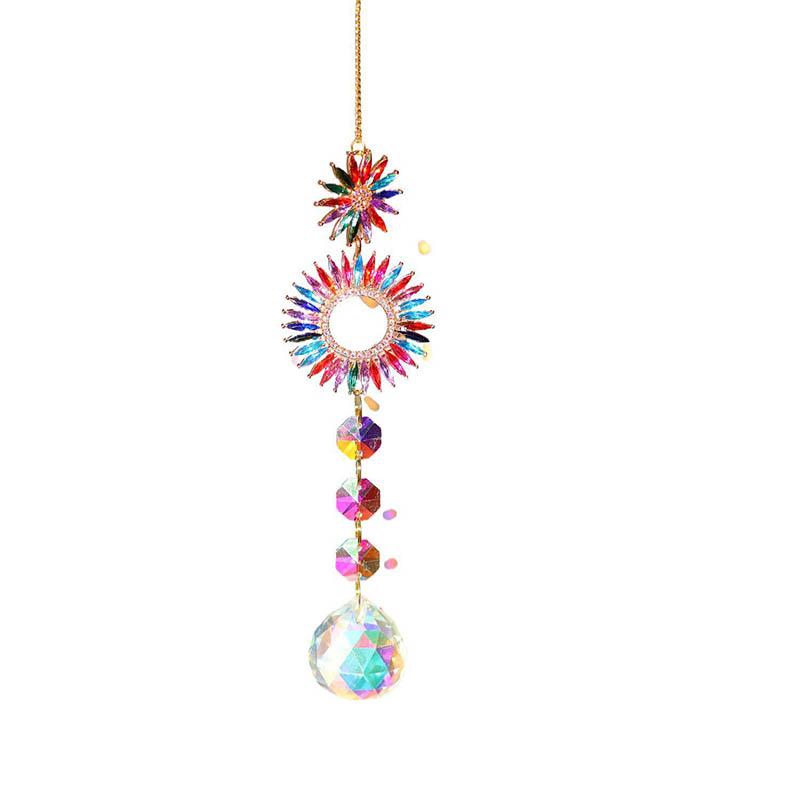 

Moon Sun Colored Diamond Sun Catcher Stained Glass Wind Chimes Wall Hangings Ornaments Home Decorations Window Decor Gifts