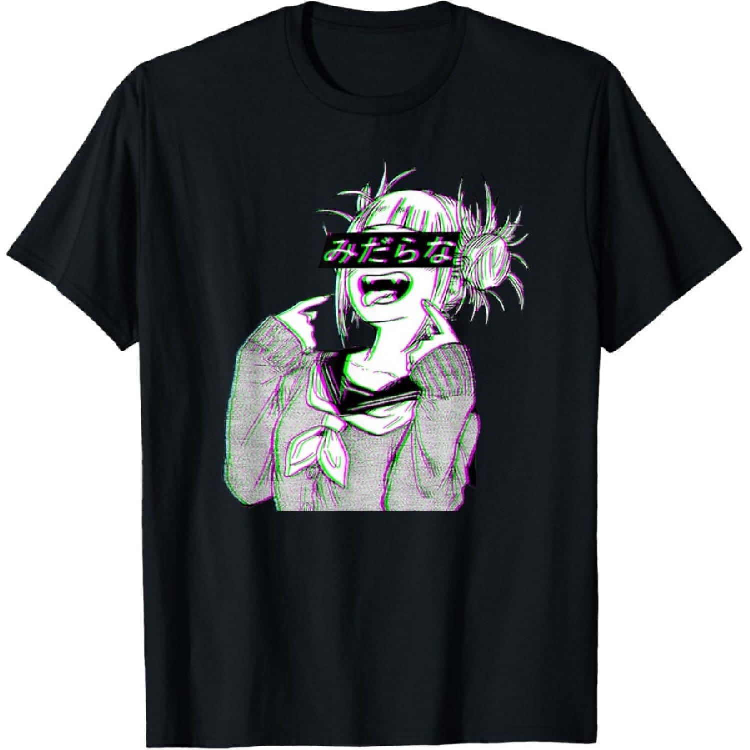 Waifu Anime Neko _ Vaporwave _ Glitch Manga Girl T-Shirt S