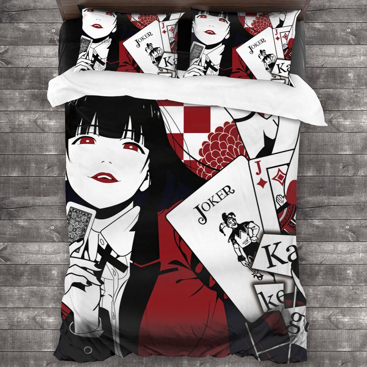 

Kakegurui Yumeko Bedding Set Single Twin Full Queen King Size Bed Set Aldult Kid Bedroom Duvet cover Sets Print Luxus Bettbezug EU single(135x200cm)