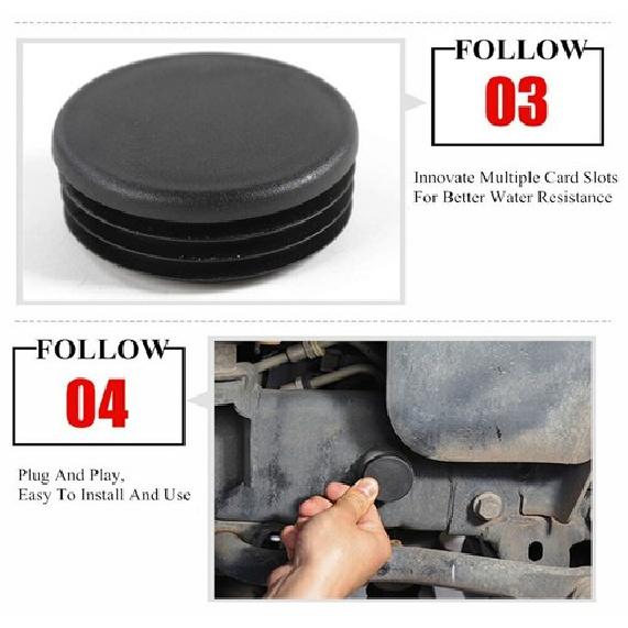 4pcs Black Chassis Frame Hole Cover Floor Drain Plug for Jeep Wrangler JL 2018+