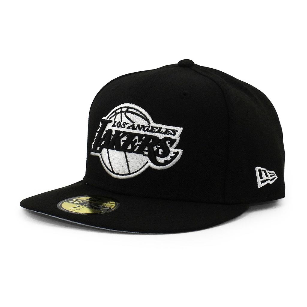 New Era Cap 59FIFTY Los Angeles Lakers NBA TEAM BASIC FITTED CAP LOS ANGELES LAKERS Black White Basketball LA Rui Hachimura LeBron James Hat 5950 Sz