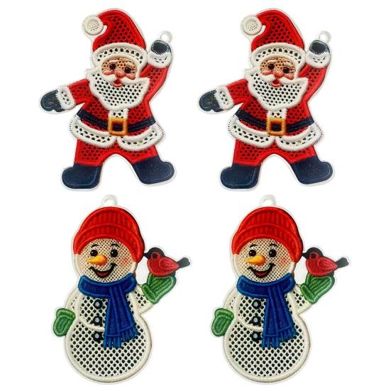Yousheng Christmas Ornaments 2D Acrylic Snowman Santa Claus Hanging Ornament with Stitching Texture for Winter Holiday Tree Decor