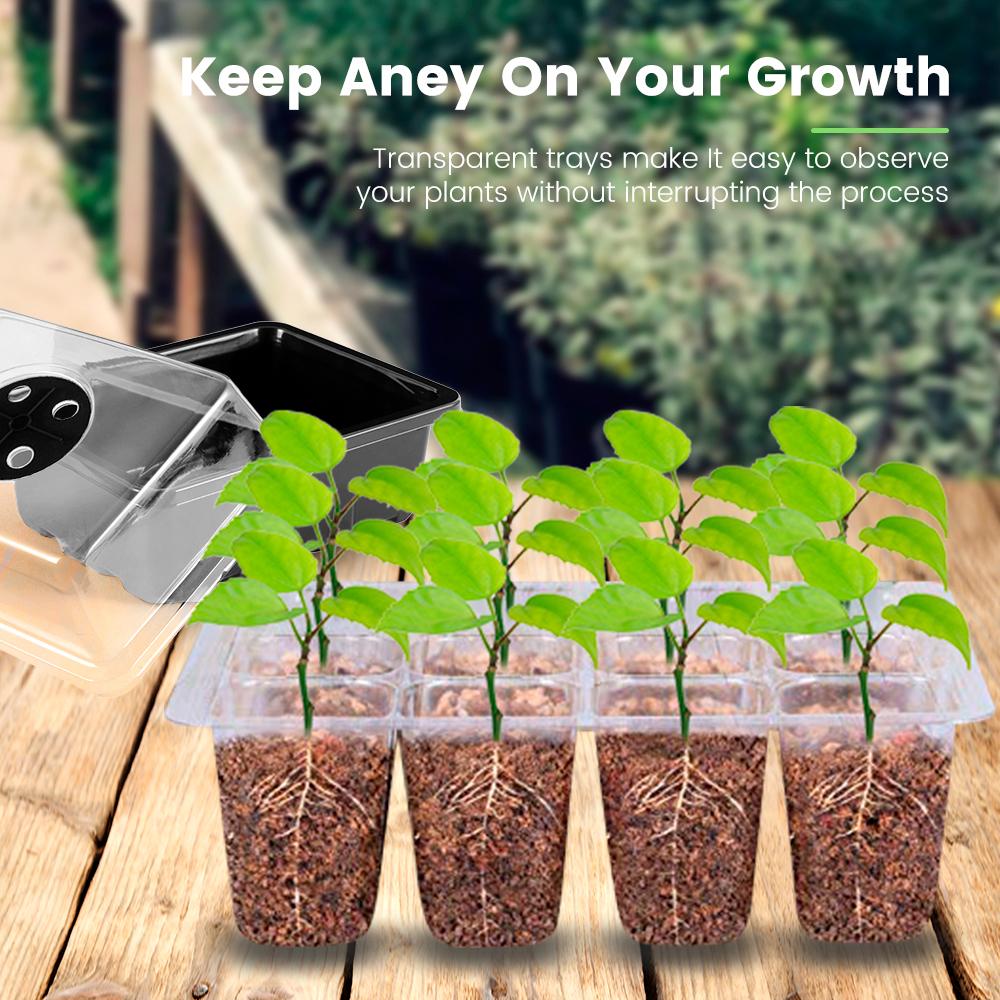 6 Stück Anzuchtschalen 12 Löcher Kunststoff Pflanzensamen Anzuchtbox Gemüse Blume Pflanzentöpfe Anzuchtbox für Garten Außen