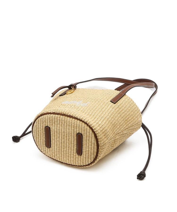 Athe Vanessabruno Beige Raffia Shoulder Bag S Aaba6F802W2