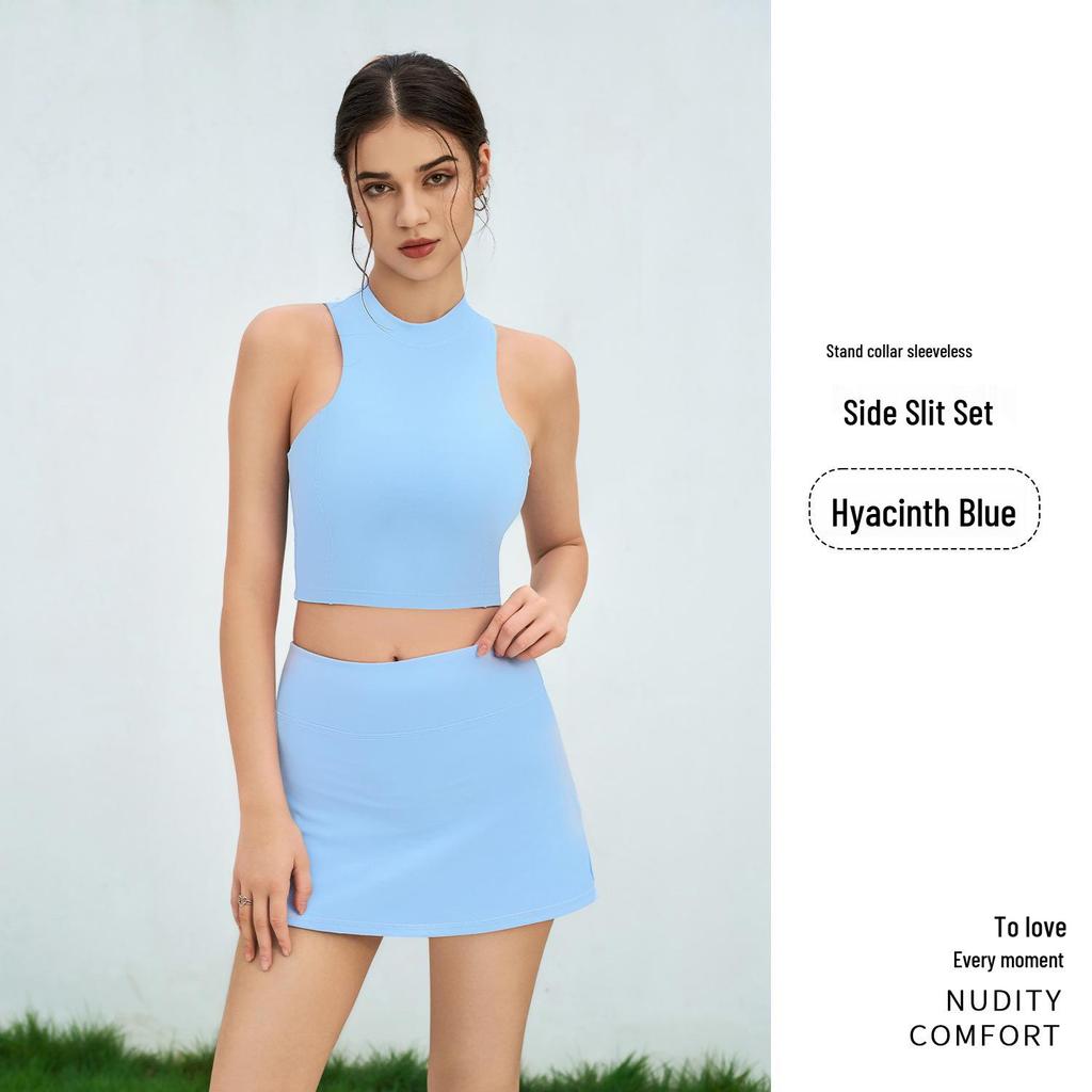 New Summer Sports Quick-Dry Sleeveless Yoga Set: Fitness Vest & A-Line Skort