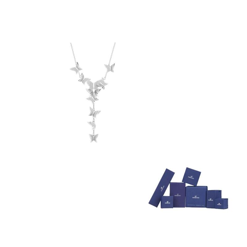 Swarovski Lilia Y-förmige Schmetterlingsmuster Choker-Halskette Damen Halskette Weiß 5636415 Box (Random Color) white