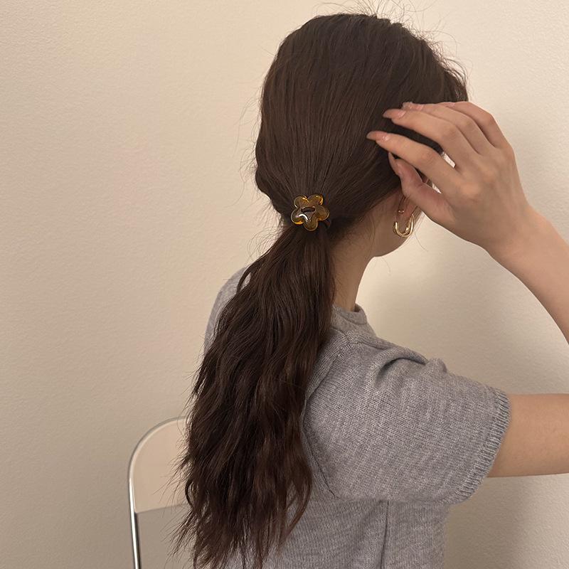 Textured Ink-wash Texture Acrylic Flower Hair Band, Fashionable Beaded Hair Tie, Ponytail Tie, Hair Band and Hair Tie