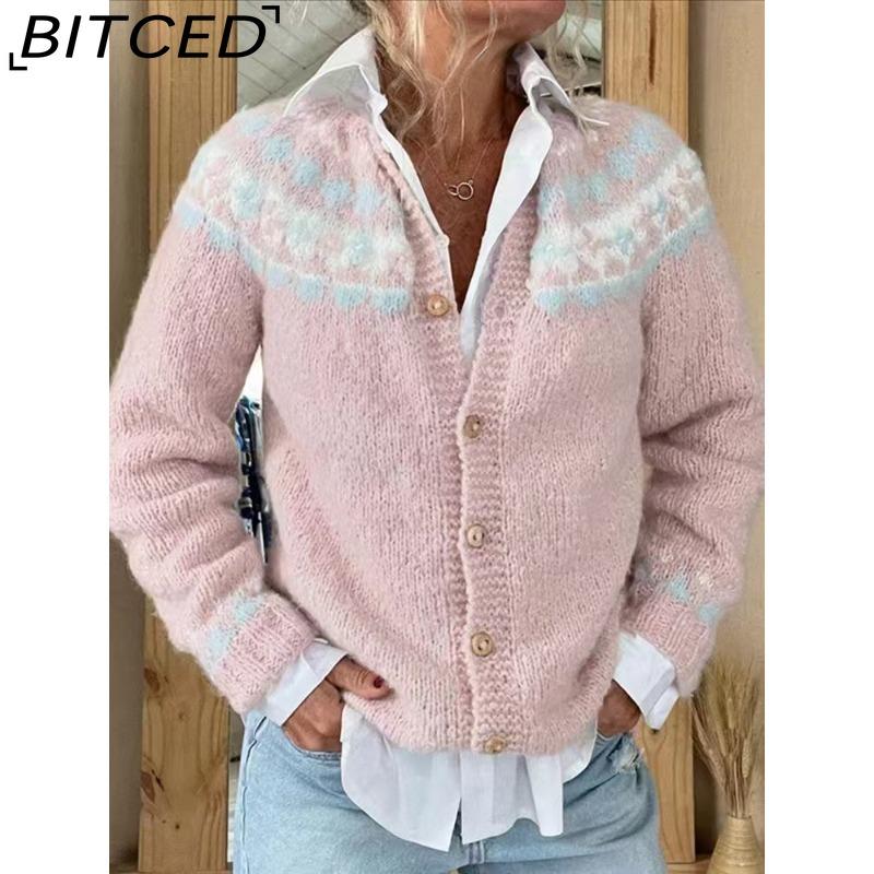 BITCED Women's Cardigan Sweater - Color-Blocked Oversized Knit Top