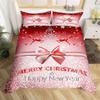Merry Christmas Duvet Cover Set Happy New Year Comforter Cover Microfiber Xmas Deer Elk Bedding Set Twin For Boys Girls Bow Gift