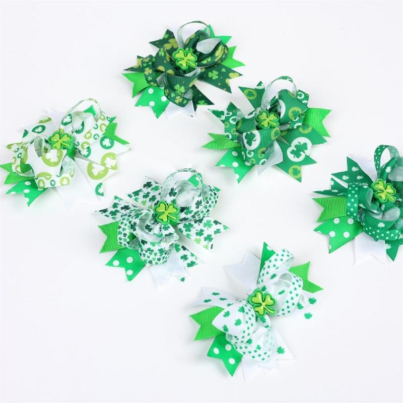 2pcs Irish Themed Bows Hair Clip for Children Hair Accesories Party Hair Decoration for Holiday Celebrations and More