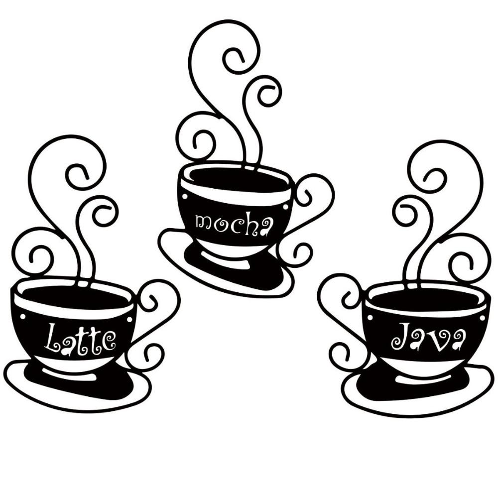 3Pcs Art Wall Hanging Metal Background Pendant Crafts Coffee Cup Wall Decoration Gift