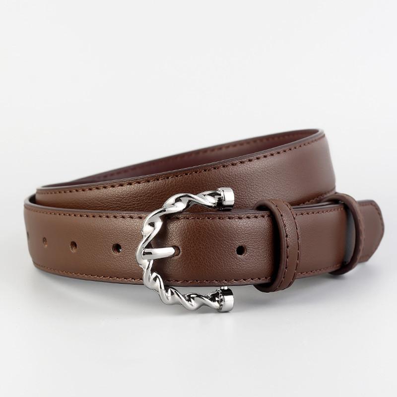 

Classic Leather Belt For Women With Metal Pin Buckle For Business And Casual Wear кавовий