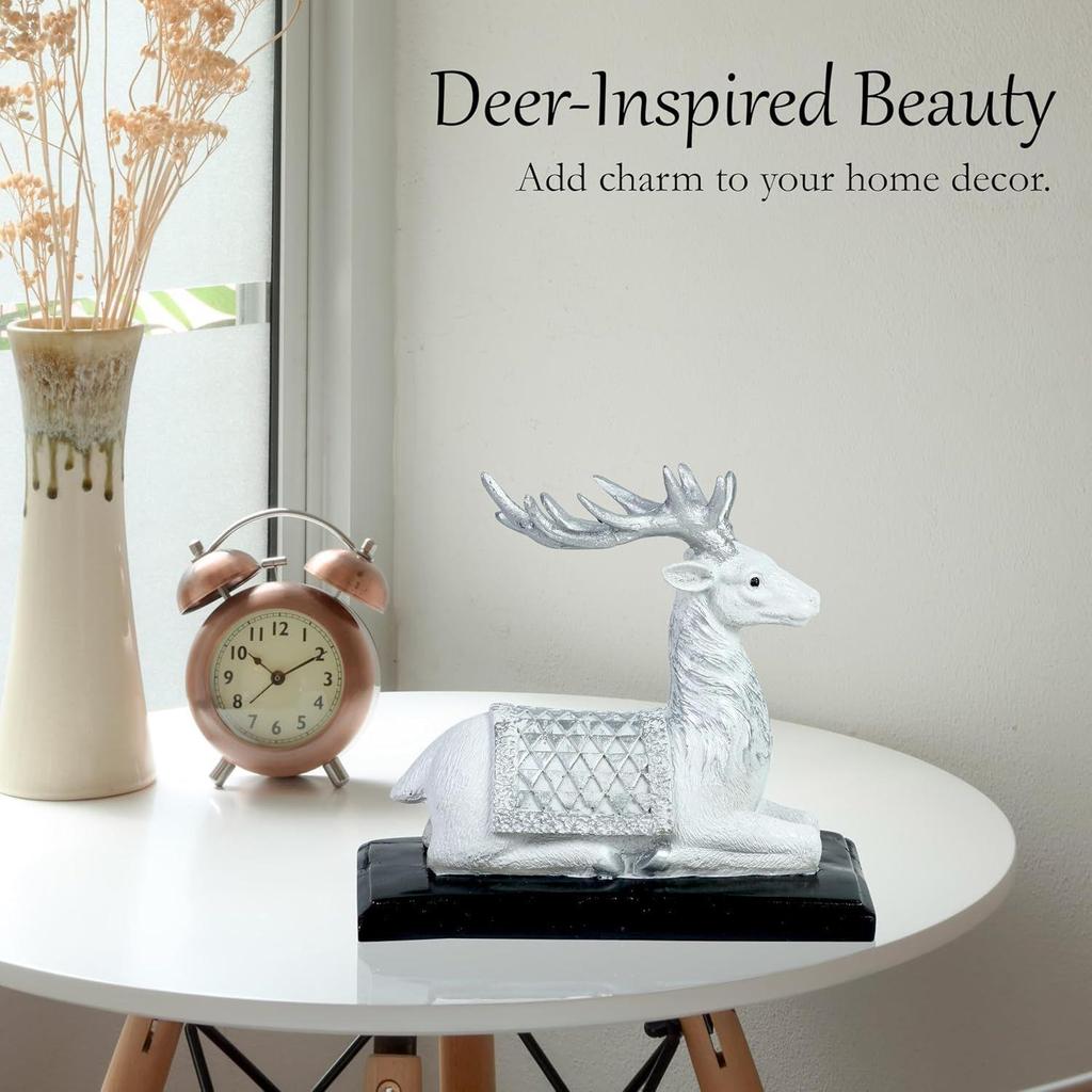 Classic Deer Showpiece: Add a Sense of Tranquil Elegance and Natural Beauty to Your Living Room, Office, or Tabletop with This Timeless Décor Piece