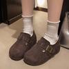 Single shoes women's velvet new autumn and winter all-inclusive one-pedal thick-soled small inner height-increasing cotton shoes