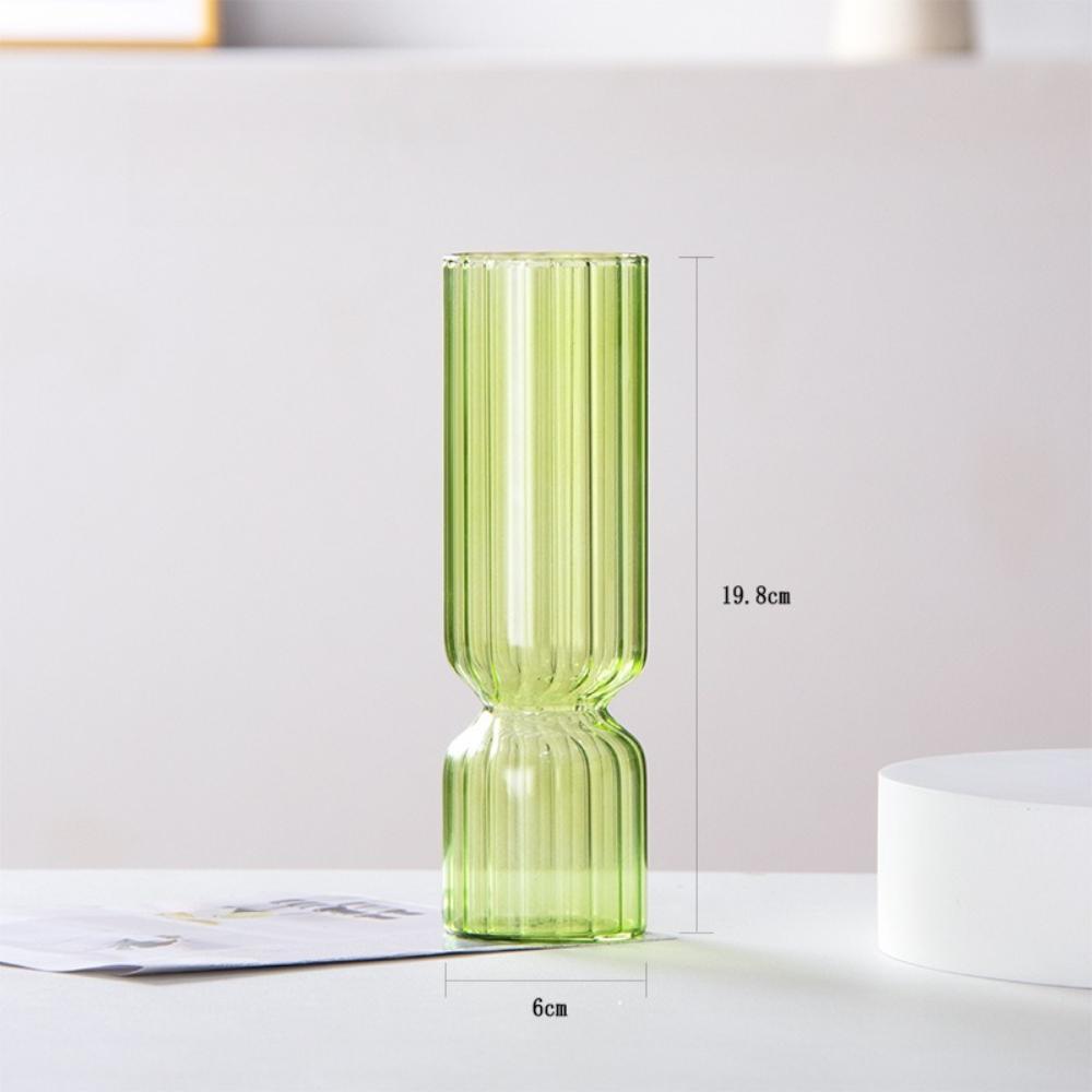Transparent Hydroponic Striped Glass Vase Nordic Style Glass Vase Table Centerpiece Decorations Modern Living Room Ornament