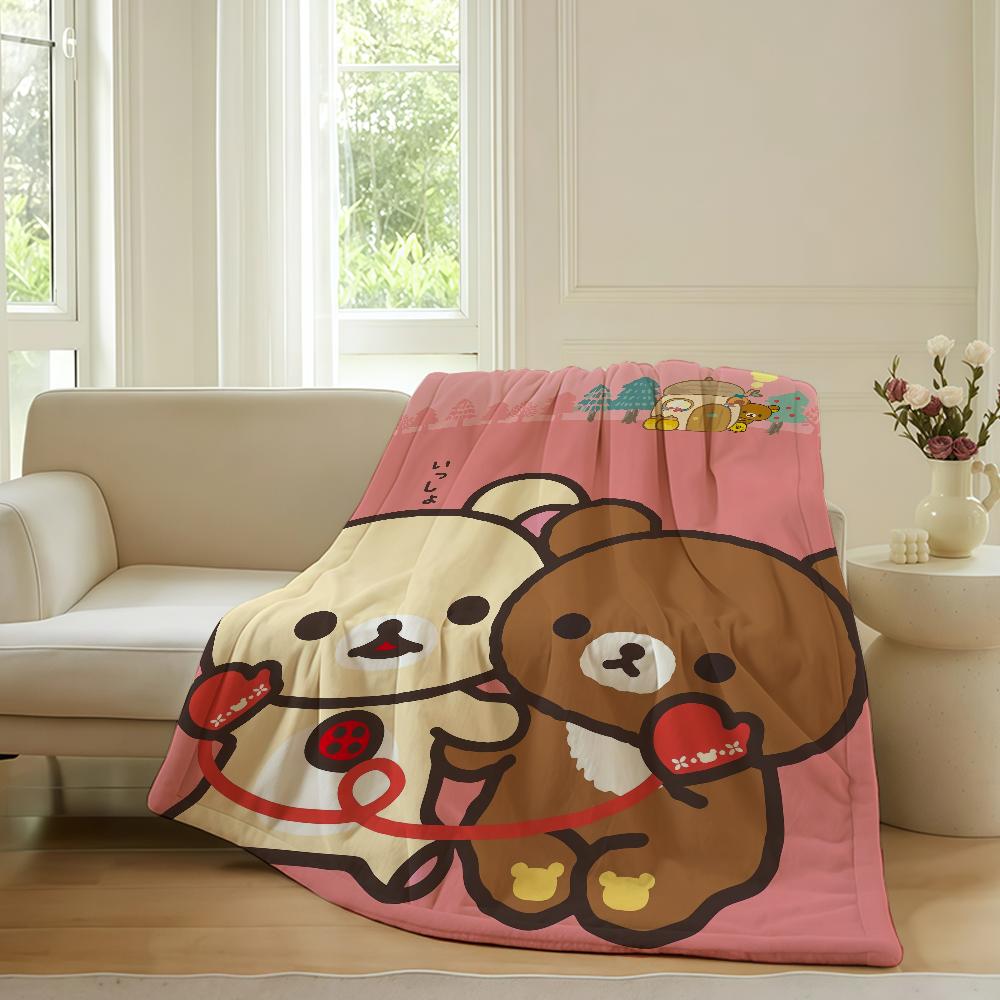 Kawaii R-Rilakkuma-Cartoon Blanket Warm Soft Suitable For Bedroom Sofa Bed Living Room Office Travel Camping Gifts