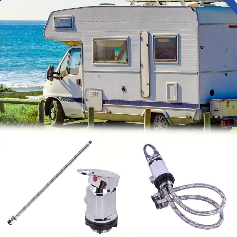 1 Set Caravan Chrome Shower Mixer With 12mm Push Fit Tails Outlet 1/2" Motorhome Campervan Van Accessories