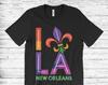New Orleans Louisiana Vintage Souvenir Gift T-Shirt, Bourbon Street, Mardi Gras, Jazz Festival, Travel Vacation Trip French Quarter Retro,