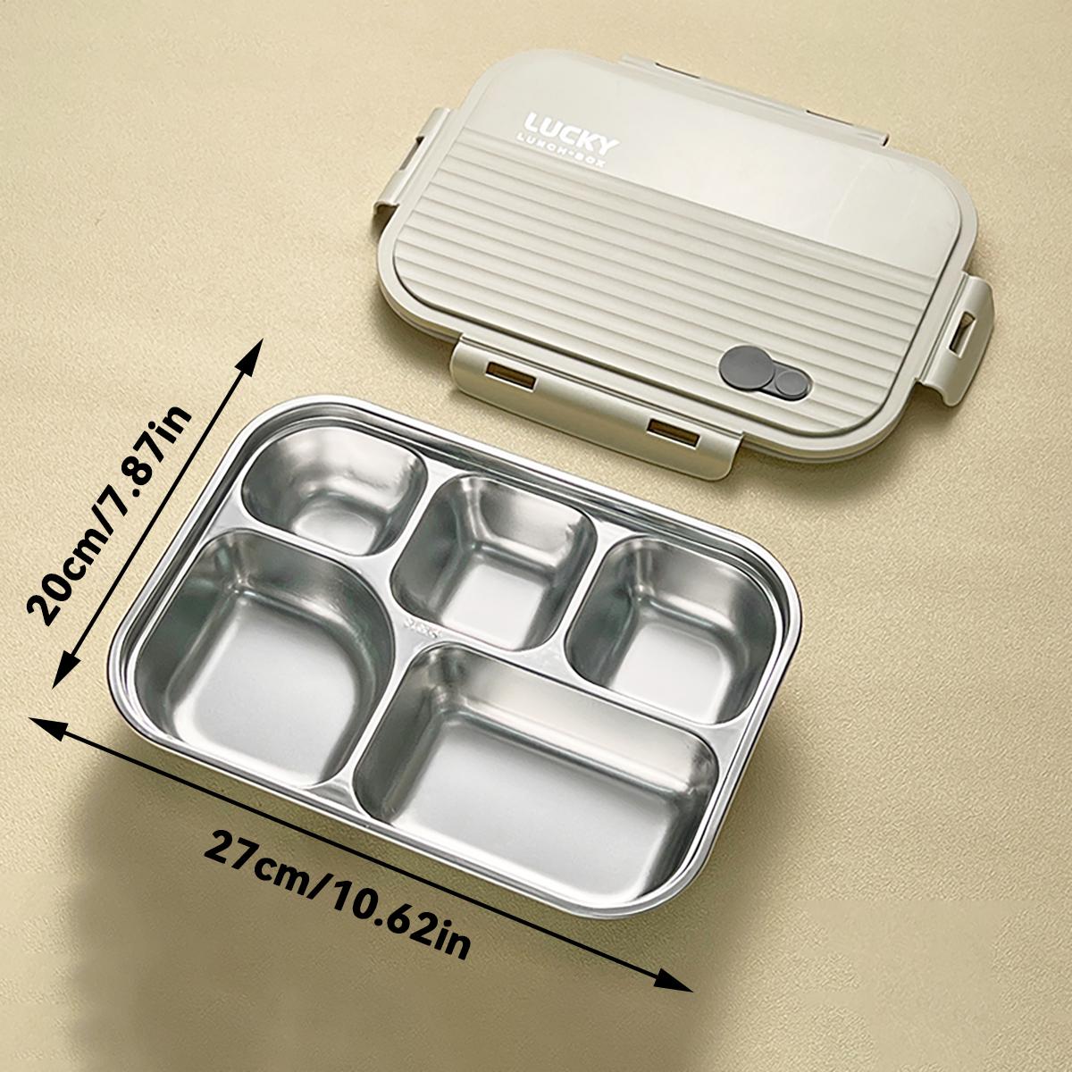 

4/5 Compartments Dinner Plate With Cover Large Capacity 304 Stainless Steel Lunch Box Kids Students Leak-proof Lunch Container 1000ml