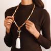 Ethnic Style Handmade Wooden Bead Tassel Necklace for Women