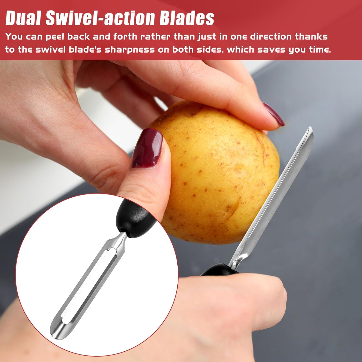 Professional #1071 Vegetable Peeler, Stainless Steel Fruit Potato Peeler, Swivel Vegetable Peeler with Easy Grip Ergonomic Handle & Ultra Sharp