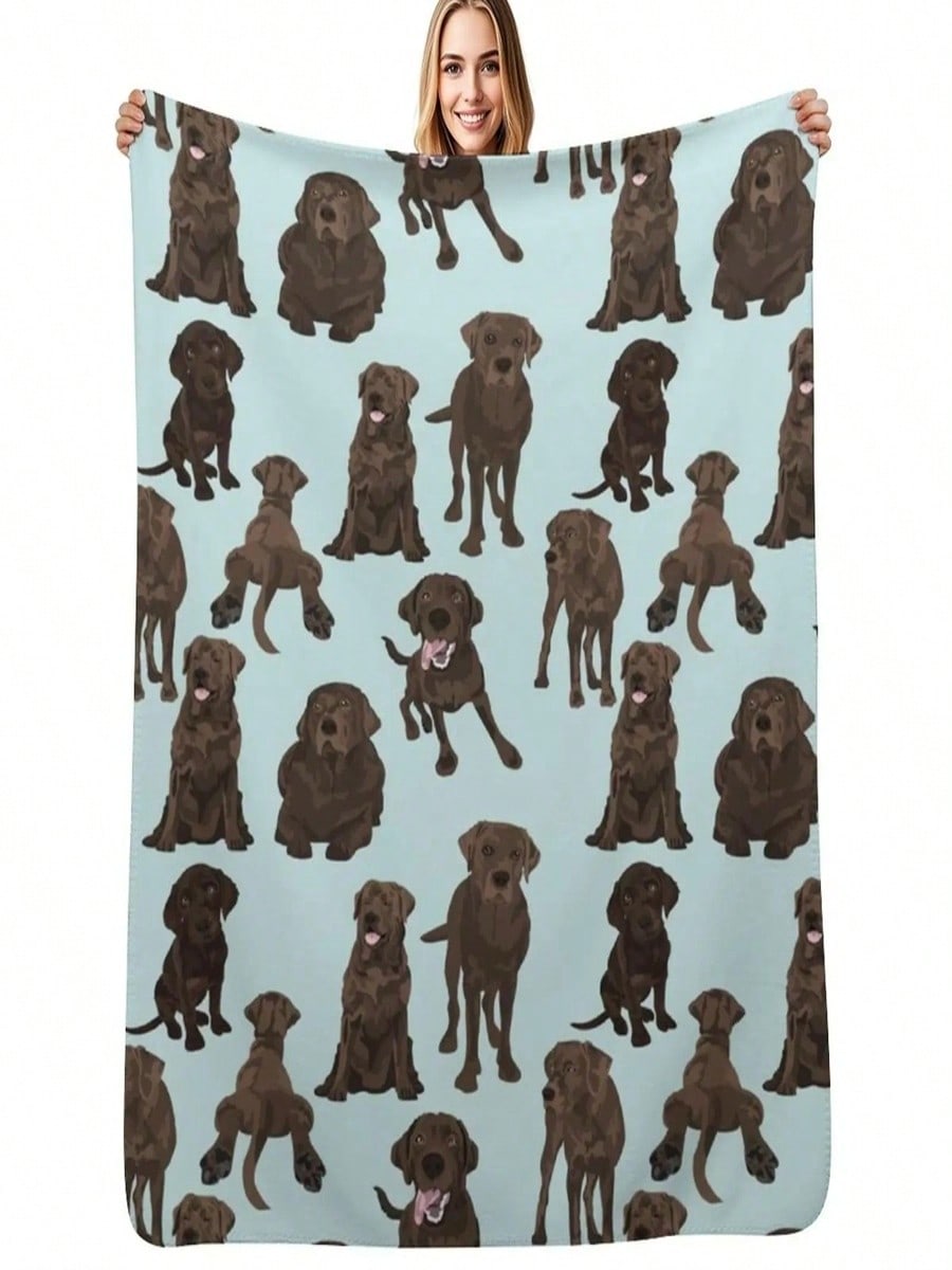 Chocolate Lab Throw Blanket Blankets And Throws Summer Halloween Flannel Fabric Blankets 75X95CM серый