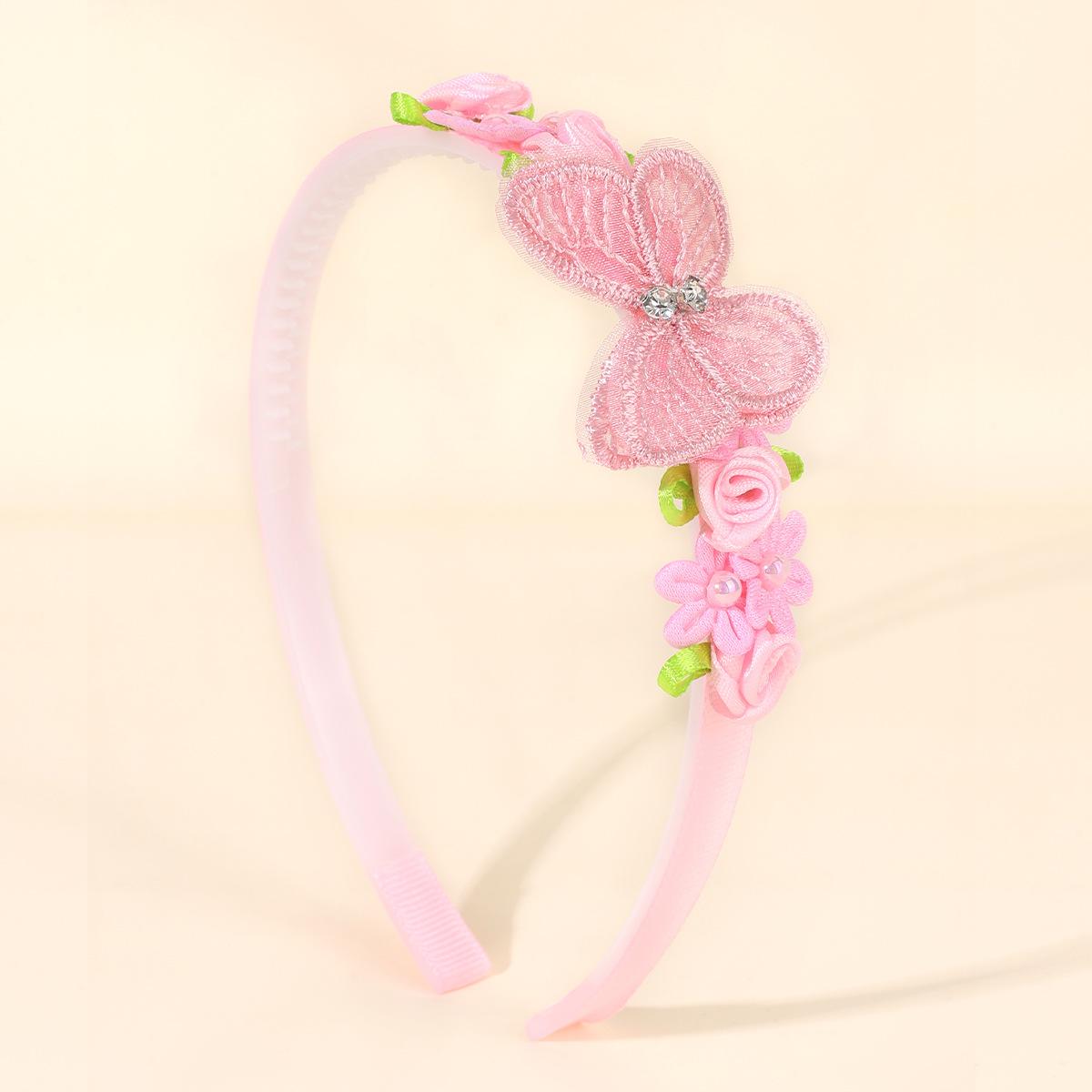 

1Pcs Children Butterfly Headband Lace Flower Headpiece for Girls Daily/party Cute Hair Accessories,available in Multiple Colors розовый