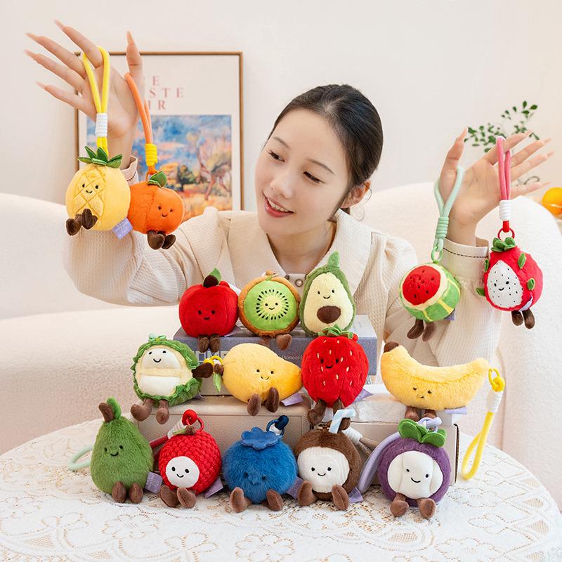 Fruit Plush Toys: Strawberry, Mangosteen, Watermelon, Pear - Tossable Figurines & Wedding Gift Dolls