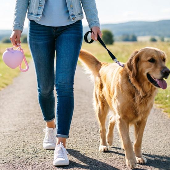 2-in-1 Dog Water Bottle, Portable Pet Water Bottle with Bowl, 10oz Stainless Steel Heart Dog Water Ball, Dog Water Dispenser for Small Dogs Puppies