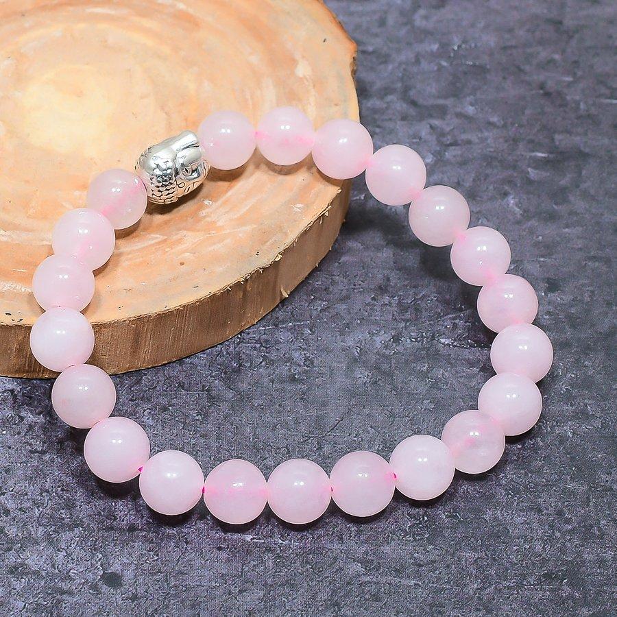 Natürlicher Rosa Chalcedon Edelstein Handgefertigtes Armband Verstellbar ETC-9683