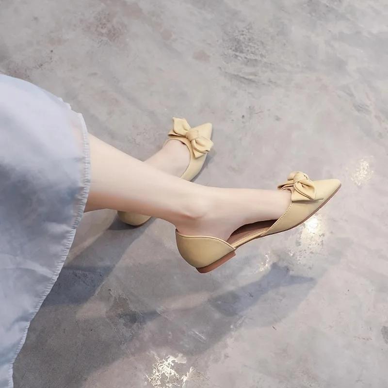 Fashion 2025 Summer New Slip on Women's Flats Pointed Toe Print Plus Size Versatile Shoes Daily Fashion String Bead Bow Tie Floral Flats