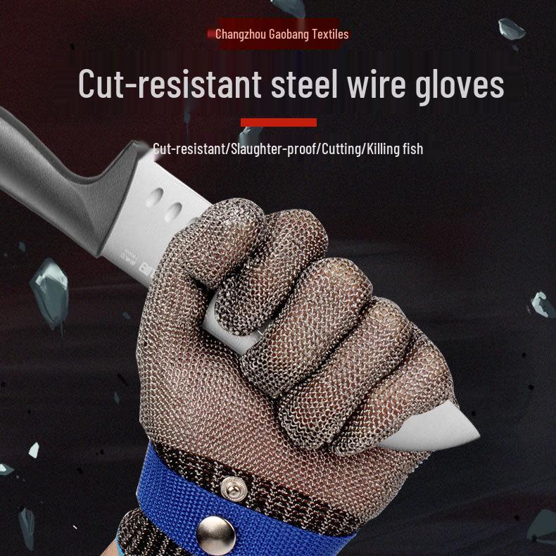 Level 5 Cut-Resistant Anti-Cut Stainless Steel Gloves for Fish Slaughtering XXL--26.5cm-Steel Wire Cut-resistant A9