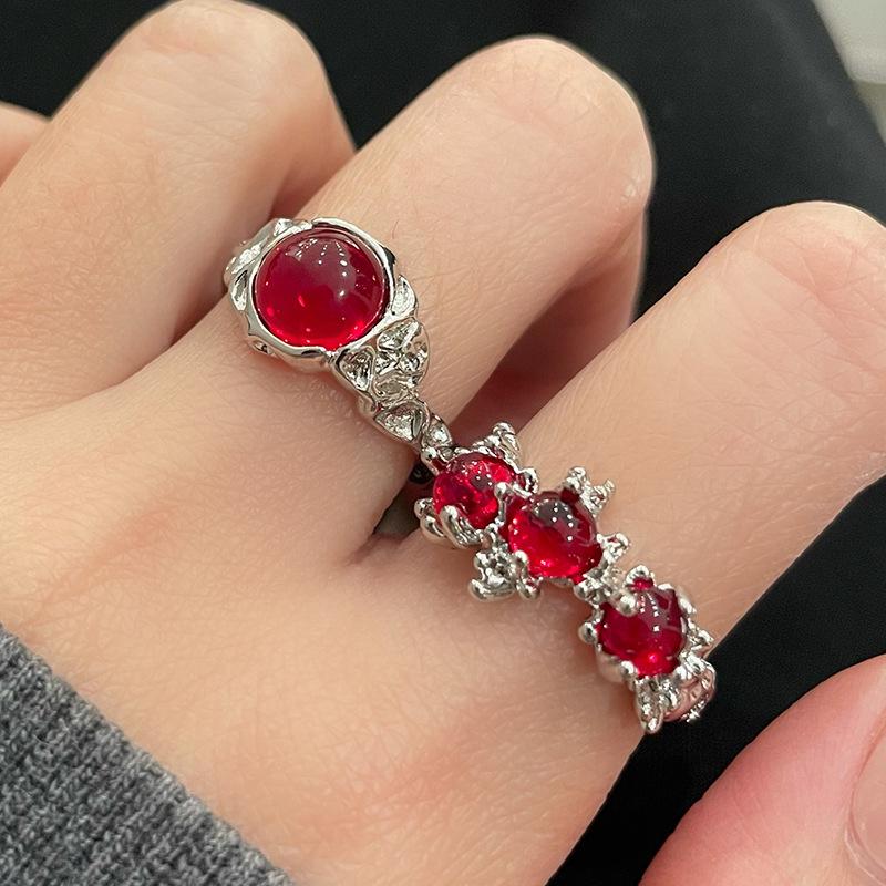 Ruby Premium Sense Stacked Wear Niche Design Sense Open Ring Jewelry Personalized Index Finger Ring