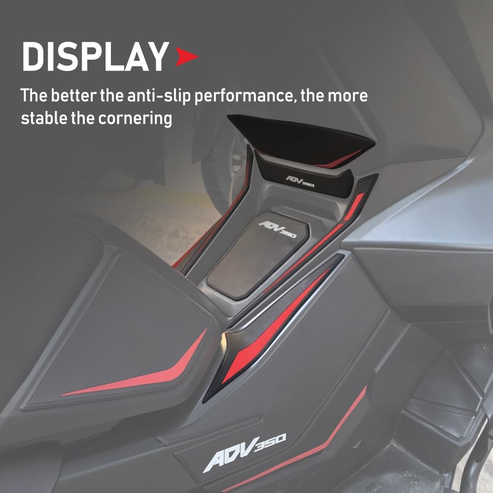 New Rubber Tank Pad Sticker Kit for ADV350 Motorcycles, Thickens Anti-Slip Sticker Body, Compatible with Honda ADV350 (Red)