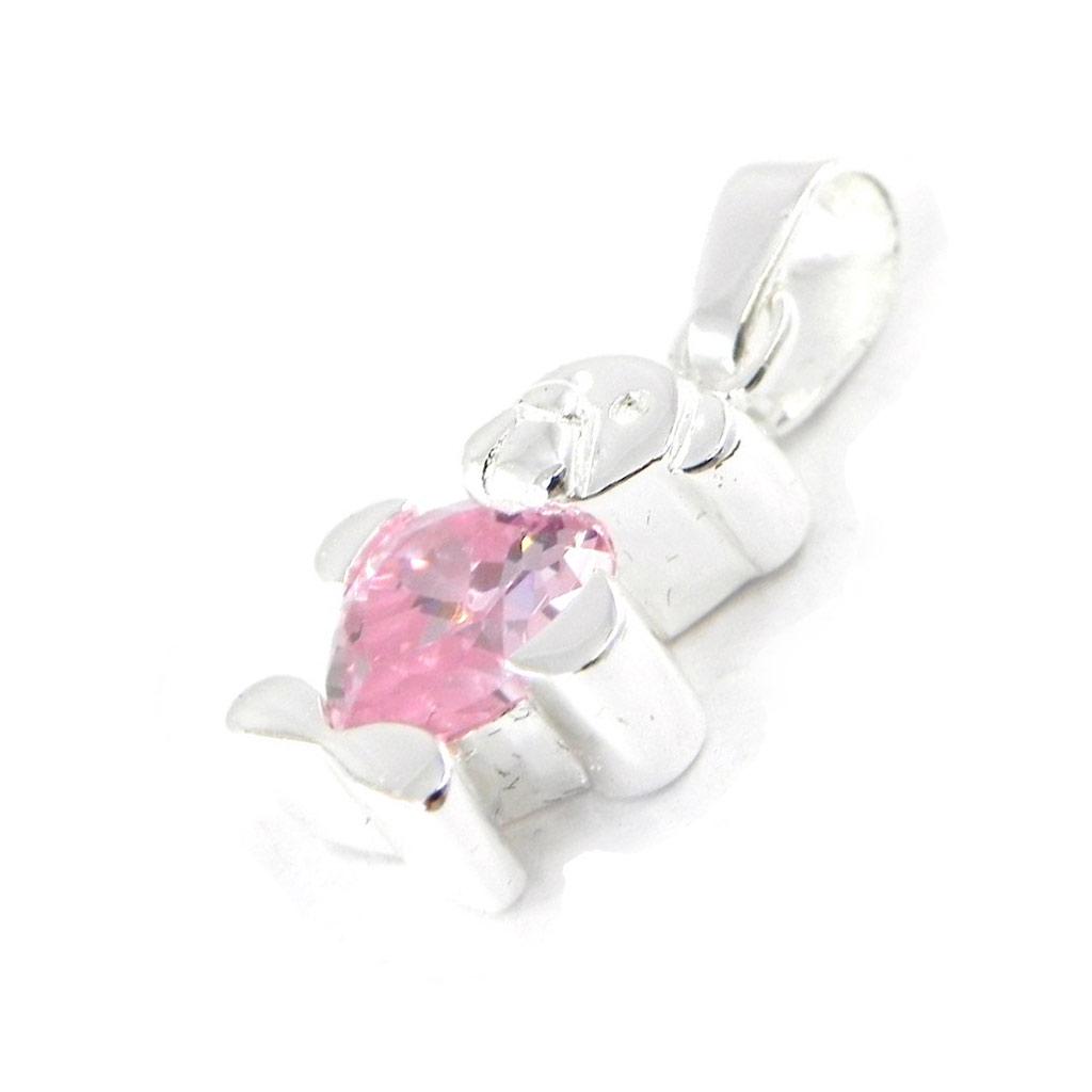Les Trésors De Lily [G1645] – Rosafarbener „Teddy Love“-Silberanhänger