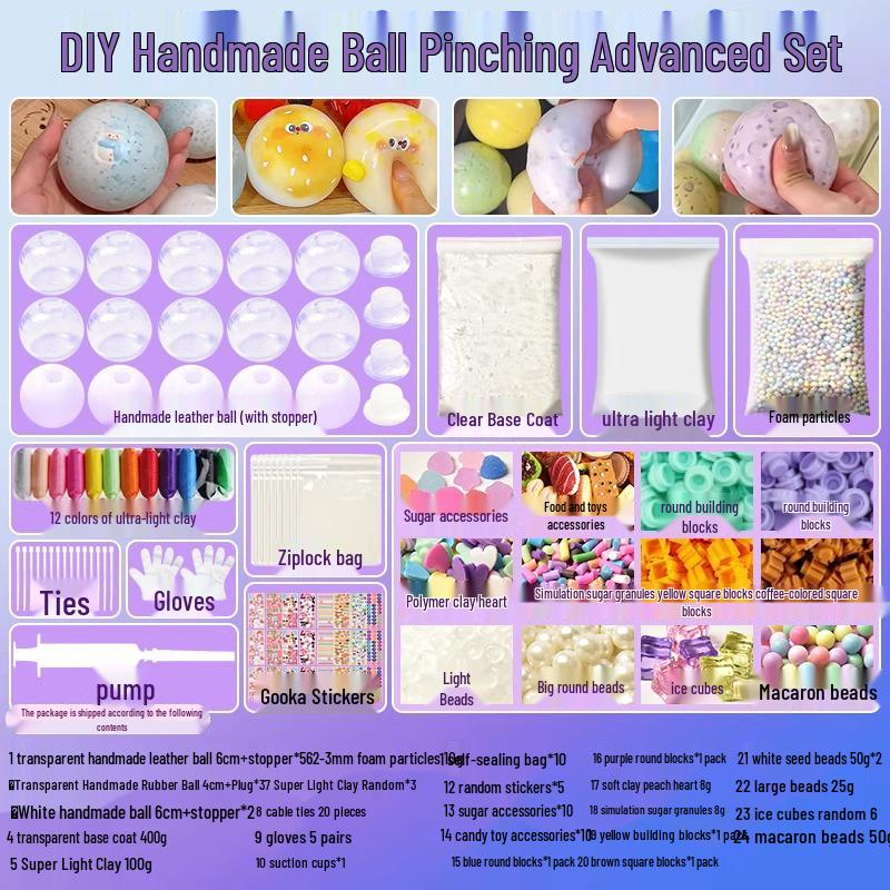 DIY Handgemachtes Squishy Ball Set - Beliebtes Stressabbau-Spielzeug mit Slow-Rebound-Funktion für ultimative Dekompression und Entspannung