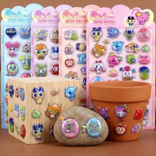 3D seal three-dimensional cute set 4 girls Christmas birthday gift craft supplies decorating mobile phones notebooks diaries DIY adhesive (C set)
